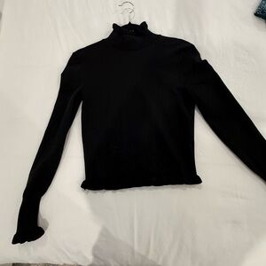 Zara Classic Black Ribbed Knit Top